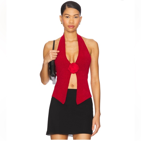 With Jean Tops - With Jean Red Halter Top
